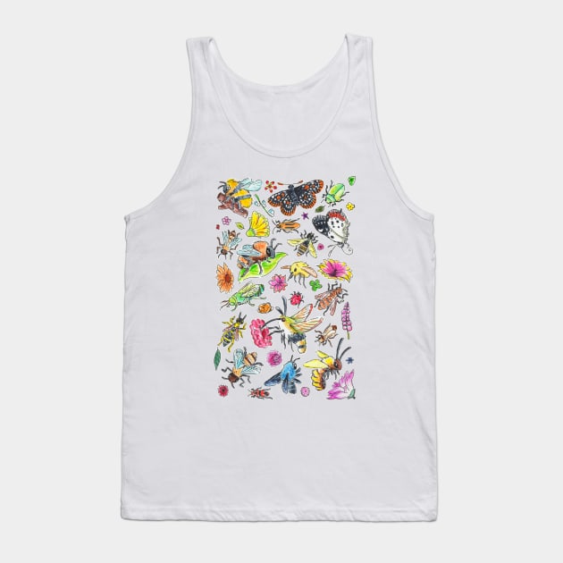 Watercolor Pollinators and Flowers Tank Top by narwhalwall